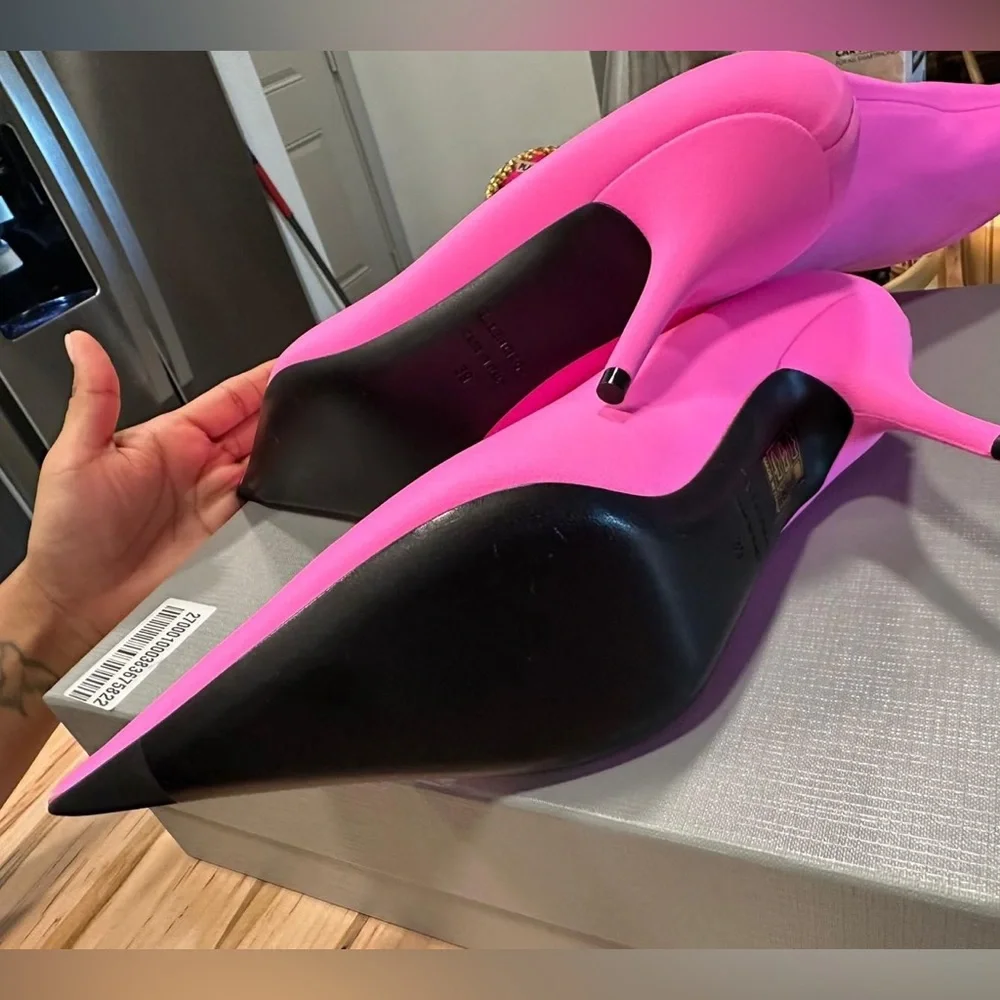 Balenciaga Knife Stretch Pointed Sock Bootie Heels Size 39 EU /9 US Fuchsia Pink - Picture 3 of 6